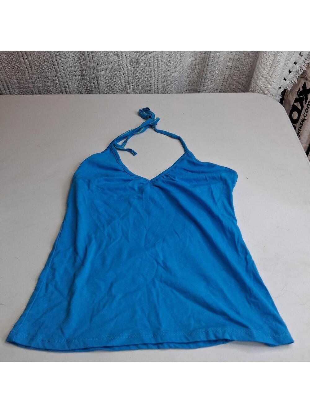 vintage alloy Blue halter top with tie back size Small